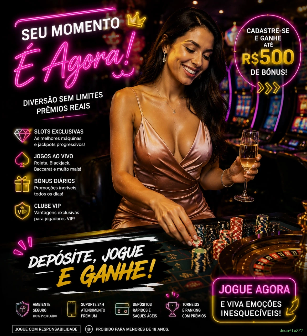 Imagem promocional da desafio777 mostrando a plataforma e suas vantagens